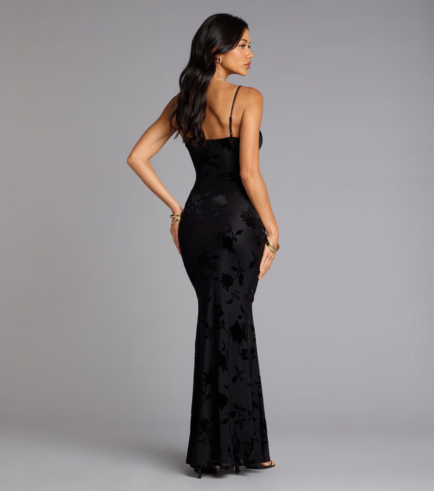 Midnight Garden Floral Velvet Burnout Maxi Dress - Image 2