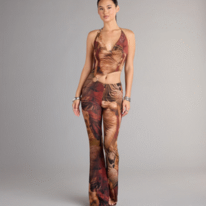 Off Duty Muse Abstract Print Cutout Jumpsuit